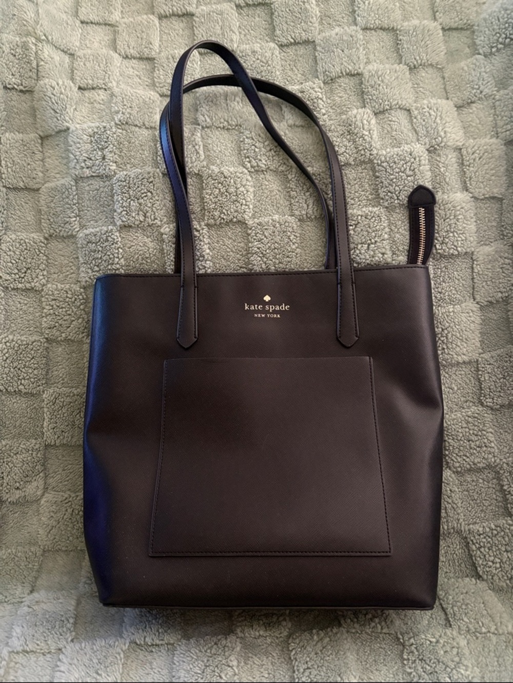 kate spade Black Leather Tote with Front Pocket